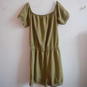 Green Off the Shoulder Romper